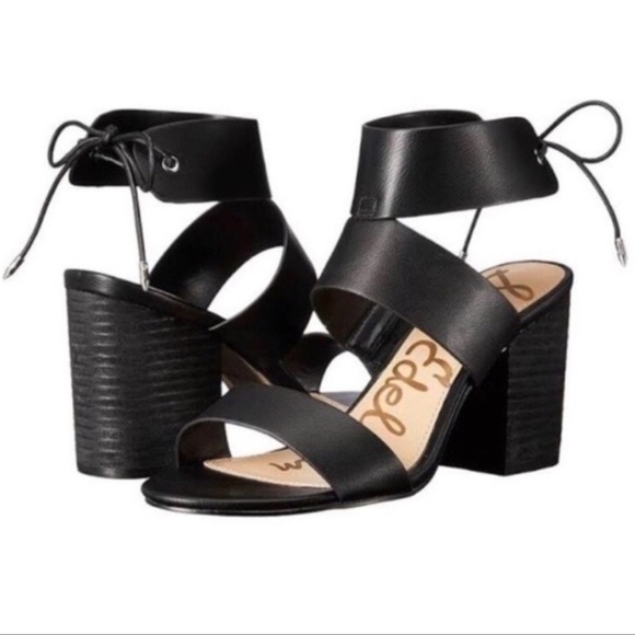 Sam Edelman Black Valerie Ankle Strap Heels Size 10 - Picture 2 of 10